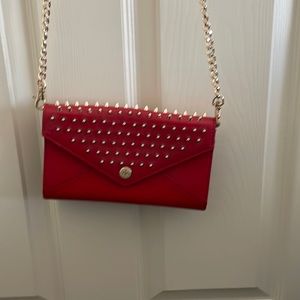 Rebecca Minkoff envelopes style red studded purse
